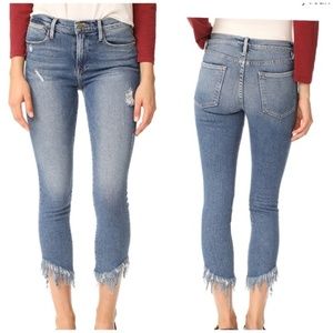 Frame Denim | High Waisted Skinny Raw Hem Jeans
